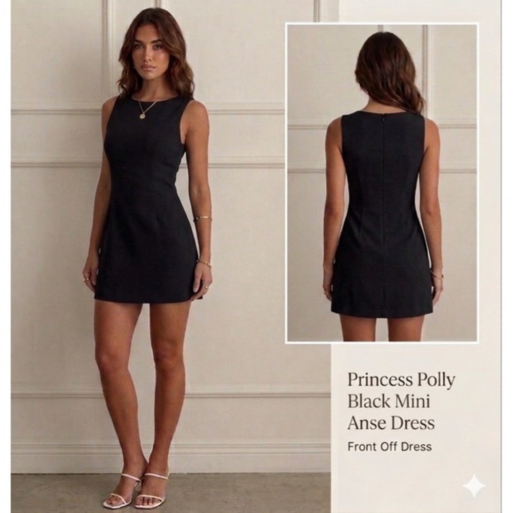 Princess Polly Black Mini Anse Dress Sleeveless US 2,4,10